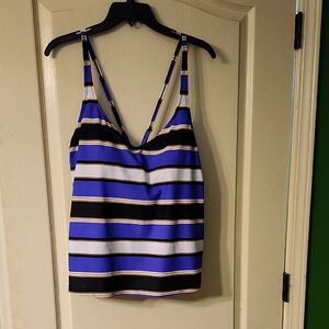 JAG ACTIVE MULTI-COLOR STRIPED TANKINI TOP